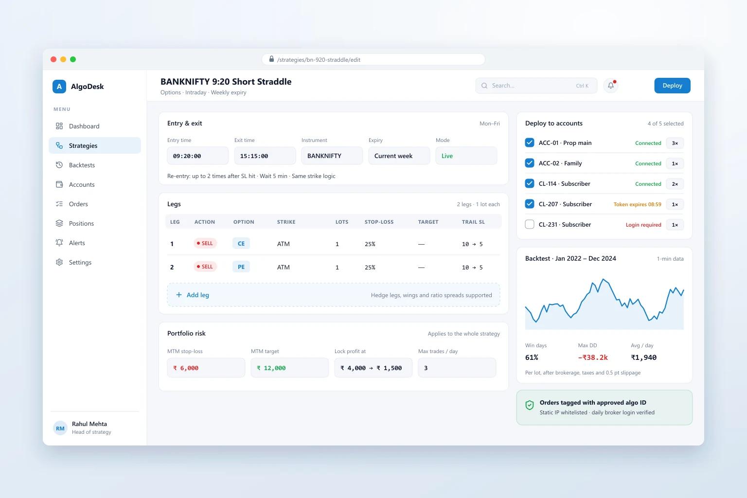 Multi-Broker Options Algo Trading Platform