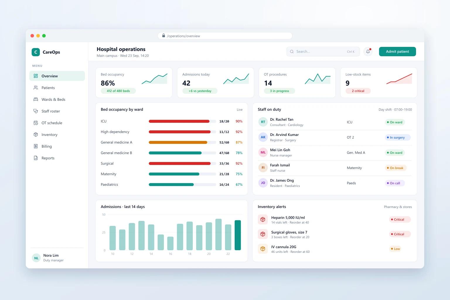 Hospital Management Online Tool screenshot